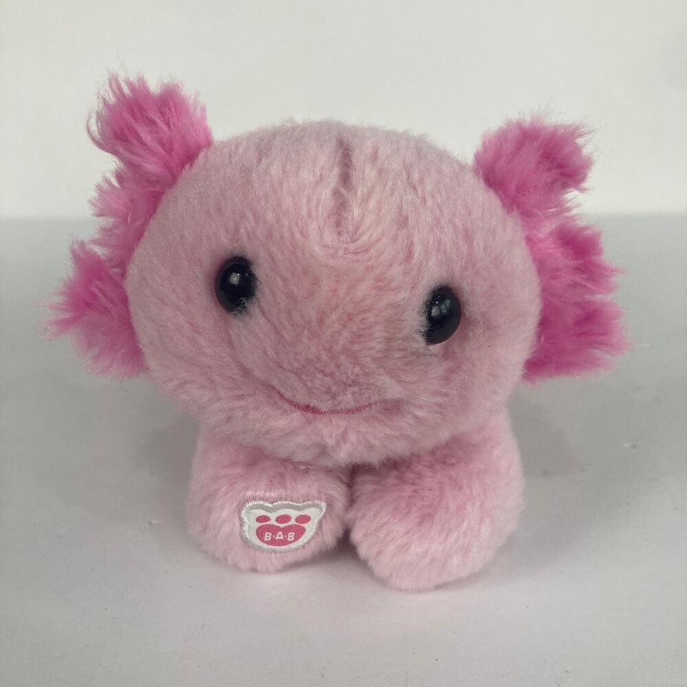 Build A Bear Pink Axolotl Mini Buddy Bean Baby Small Fry Stuffed Plush Doll 8”